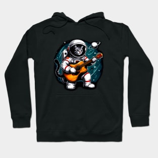 Cat astronot Playing Guitar style Slowrock Hoodie